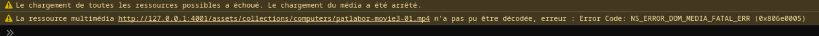 developer console indicates decoder issue